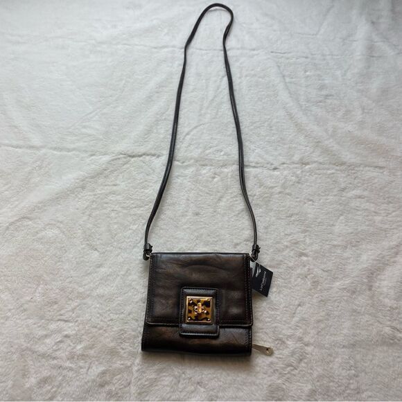 Liz Claiborne New With Tags Brown Leather Crossbody Purse - Picture 1 of 15